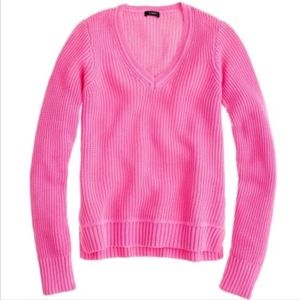 JCrew Neon Pink V-Neck Sweater - Size Small